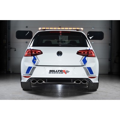 VW Golf R 3/5 dörrars mk7 Milltek Sport 3" Cat-Back 4x ovala polerade utblås (med original avgasstyrning) - Non-Resonated (mindr