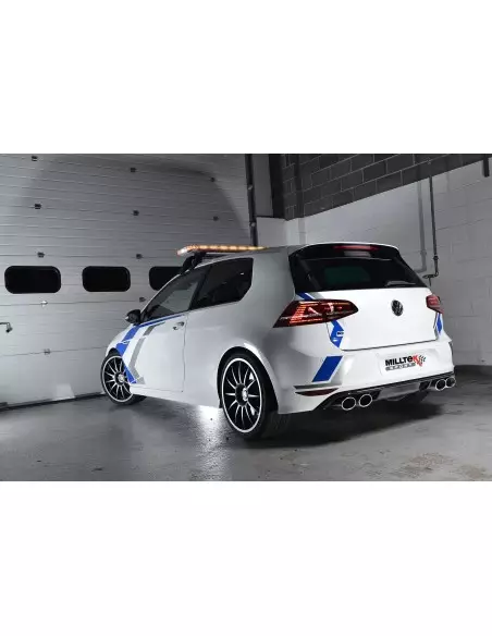 VW Golf R 3/5 dörrars mk7 Milltek Sport 3" Cat-Back 4x ovala polerade utblås (med original avgasstyrning) - Non-Resonated (mindr