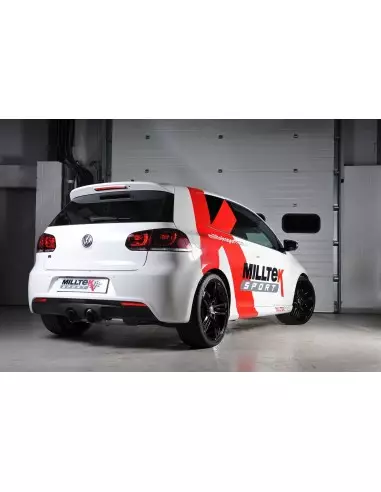 VW Golf R mk6 Milltek Sport 3" "RACE" Cat-Back 2x 100 GT svarta utblås - Non-Resonated (mindre-dämpad)