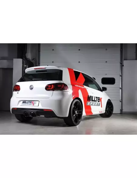 VW Golf R mk6 Milltek Sport 3" "RACE" Cat-Back 2x 100 GT svarta utblås - Non-Resonated (mindre-dämpad)