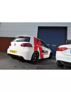 VW Golf R mk6 Milltek Sport 3" "RACE" Cat-Back 2x 100 GT svarta utblås - Non-Resonated (mindre-dämpad)
