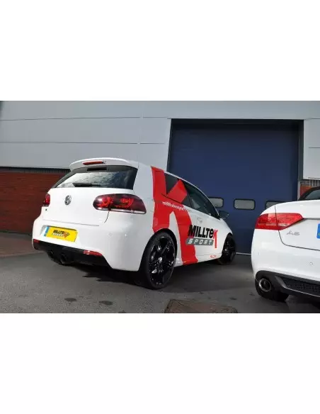 VW Golf R mk6 Milltek Sport 3" "RACE" Cat-Back 2x 100 GT svarta utblås - Non-Resonated (mindre-dämpad)