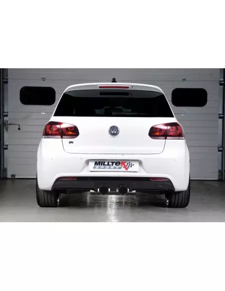 VW Golf R mk6 Milltek Sport 3" "RACE" Cat-Back 2x 100 GT svarta utblås - Resonated (dämpad)