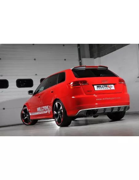 Audi RS3 2,5TFSi 8P Milltek Sport 3" Cat-Back 2x 90 Svarta GT utblås med avgasventiler - Resonated (dämpad)