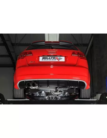 Audi RS3 2,5TFSi 8P Milltek Sport 3" Cat-Back 2x 90 Svarta GT utblås med avgasventiler - Resonated (dämpad)