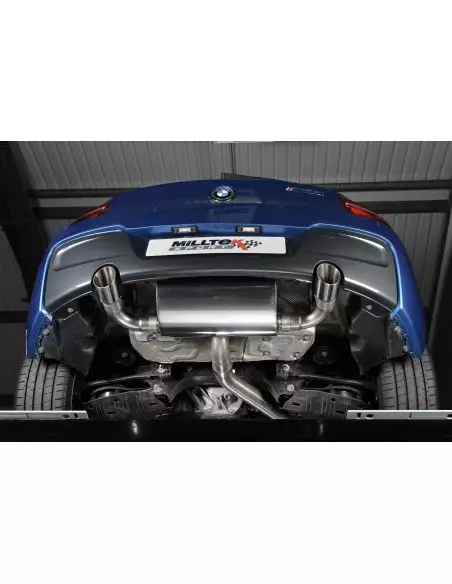 BMW M135i (ej X-drive) Milltek Sport Cat-Back 2x 90 chrome GT utblås - Non-Resonated (mindre-dämpad) utan avgasventiler