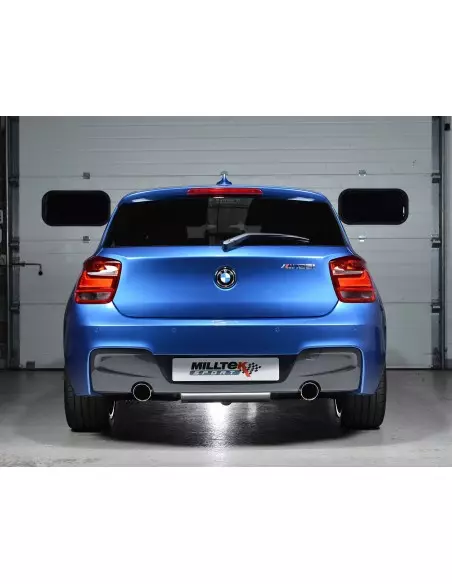 BMW M135i (ej X-drive) Milltek Sport Cat-Back 2x 90 chrome GT utblås - Non-Resonated (mindre-dämpad) utan avgasventiler