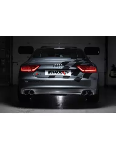 Audi S7 4,0TFSi V8 C7 Milltek Sport Cat-Back 4x 100 svarta GT utblås med aktiva avgasventiler - Non-Resonated (mindre-dämpad)