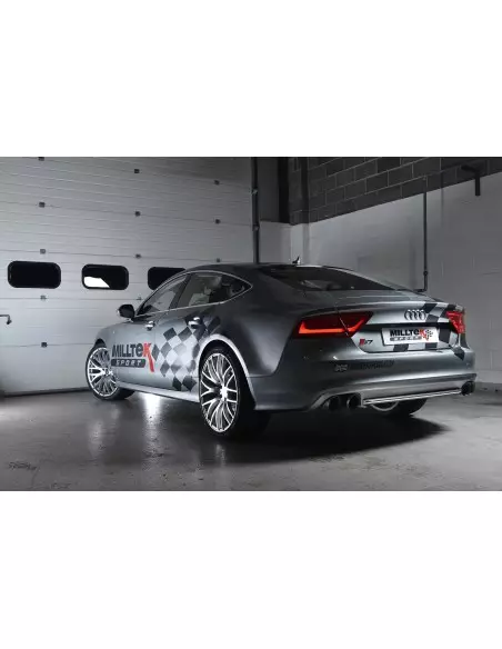 Audi S7 4,0TFSi V8 C7 Milltek Sport Cat-Back 4x 100 svarta GT utblås med aktiva avgasventiler - Non-Resonated (mindre-dämpad)
