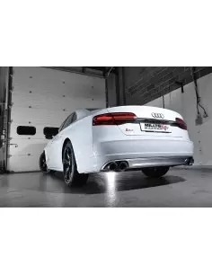 Audi S8 4,0TFSi V8 Milltek Sport Cat-Back 4x 100 svarta GT utblås med aktiva avgasventiler - Non-Resonated (mindre-dämpad)