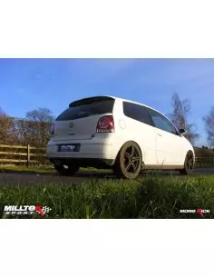 VW Polo 1,8T GTi Milltek Sport Cat-Back 2x 76,2 chrome JET utblås - Non-Resonated (mindre-dämpad)