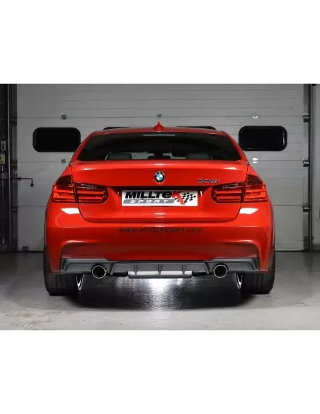 BMW 328i automat F30 Milltek Cat-Back 2x 90 chrome GT utblås (kräver 335i F30 diffuser) - Resonated (dämpad)