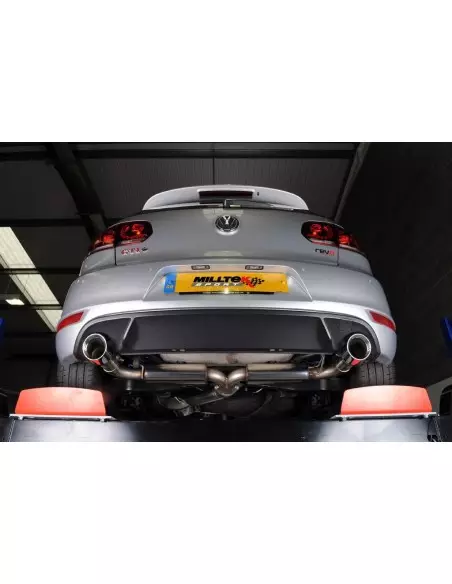 VW Golf GTi mk6 Milltek Sport 3" "RACE" Cat-Back 2x 100 chrome GT utblås - Non-Resonated (mindre-dämpad)