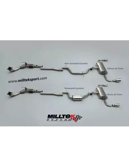 VW Golf GTi mk6 Milltek Sport Cat-Back 2x 100 JET utblås - Non-Resonated (mindre-dämpad)