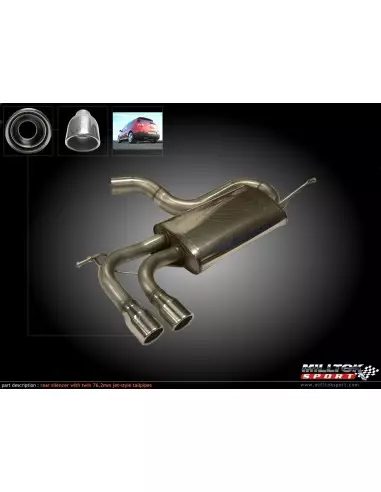 VW Golf 2,0TFSi GTi mk5 Milltek Sport 2,75" Cat-Back 2x 80 chrome JET utblås - Non-Resonated (mindre-dämpad)