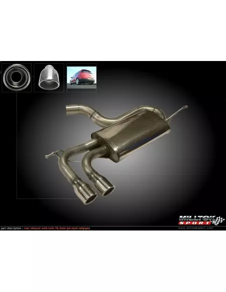 VW Golf 2,0TFSi GTi mk5 Milltek Sport 2,75" Cat-Back 2x 80 chrome JET utblås - Non-Resonated (mindre-dämpad)