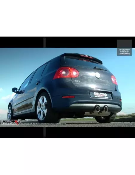 VW Golf 2,0TFSi GTi mk5 Milltek Sport 2,75" Cat-Back R32-style 2x 100 chrome GT utblås (kräver Golf R32 mk5 diffuser) - Non-Reso