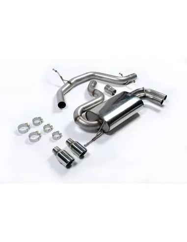 VW Golf 2,0TFSi GTi mk5 Milltek Sport 2,75" Cat-Back (stor dämpare bak) 2x 80 chrome JET utblås - Resonated (dämpad)