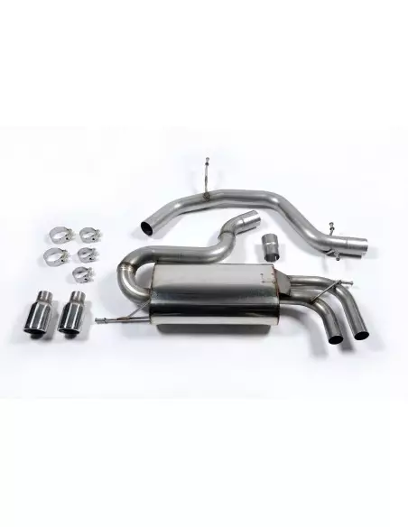 VW Golf 2,0TFSi GTi mk5 Milltek Sport 2,75" Cat-Back (stor dämpare bak) 2x 80 chrome JET utblås - Resonated (dämpad)