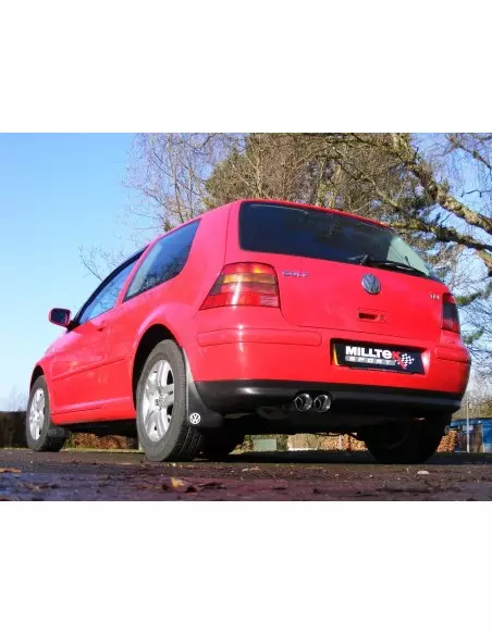 VW Golf 1,8T GTi mk4 Milltek Sport Cat-Back 2x 80 chrome GT utblås (kan kräva Golf 4-Motion diffuser) - Resonated (dämpad)