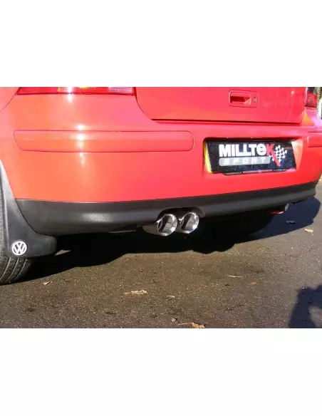 VW Golf 1,9TDi (framhjulsdriven) Milltek Sport Cat-Back 2x 76,2 chrome JET utblås (kan kräva Golf 4-Motion diffuser) - Non-Reson
