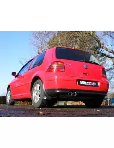 VW Golf 1,9TDi (framhjulsdriven) Milltek Sport Cat-Back 2x 76,2 chrome JET utblås (kan kräva Golf 4-Motion diffuser) - Resonated