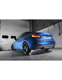 BMW M235i (ej X-drive) Milltek Sport Cat-Back 2x 90 svarta GT utblås - Non-Resonated (mindre-dämpad) med avgasventiler