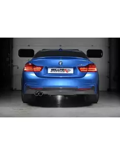 BMW 428i automat Milltek Sport Cat-Back 2x 76,2 chrome GT utblås med aktiva avgasventiler - Non-Resonated (mindre-dämpad)