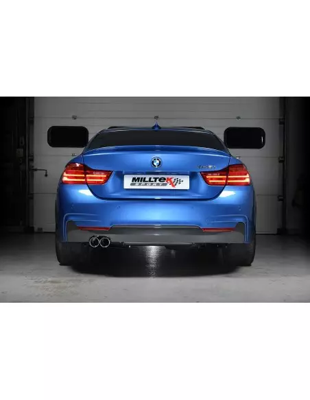 BMW 428i automat Milltek Sport Cat-Back 2x 76,2 chrome GT utblås med aktiva avgasventiler - Resonated (dämpad)