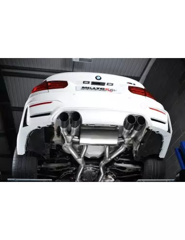 BMW M3 S55 F80 Milltek Sport Cat-Back 4x 90 svarta GT utblås (måste kapa original avgassystem) - Resonated (dämpad)