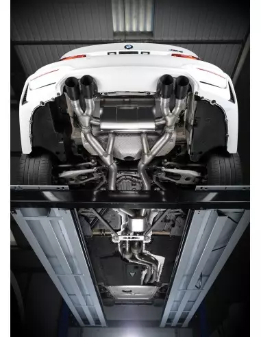 BMW M3 S55 F80 Milltek Sport Cat-Back 4x 90 svarta GT utblås (måste kapa original avgassystem) - Resonated (dämpad)