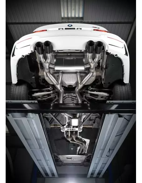 BMW M3 S55 F80 Milltek Sport Cat-Back 4x 90 svarta GT utblås (måste kapa original avgassystem) - Resonated (dämpad)
