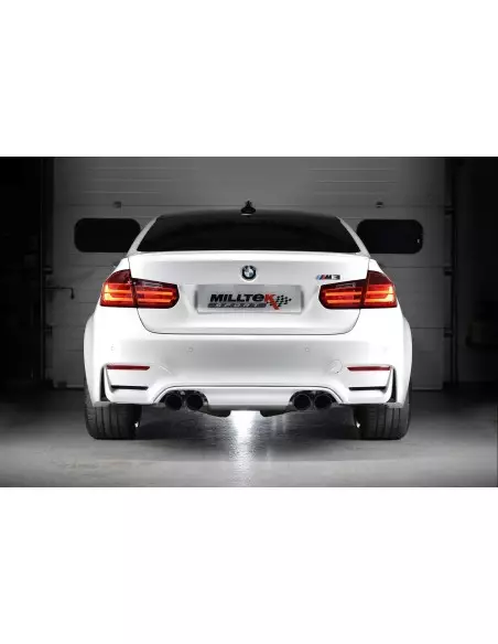 BMW M3 S55 F80 Milltek Sport Cat-Back 4x 90 svarta GT utblås (måste kapa original avgassystem) - Resonated (dämpad)