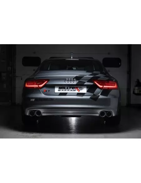 Audi S7 4,0TFSi V8 C7 Milltek Sport Cat-Back 4x 100 svarta GT utblås - Resonated (dämpad)