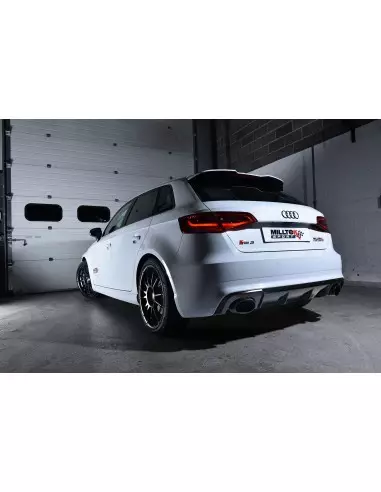 Audi RS3 2,5TFSi Sportback 8V Milltek Sport 3" Cat-Back 150 X 95 Svarta ovala utblås med avgasventiler - Non-Resonated (mindre-d