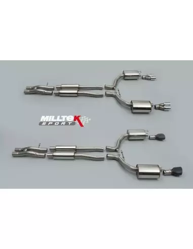 Audi RS6 5,0TFSi C6 Milltek Sport Cat-Back 2x svarta ovala utblås - Non-Resonated (mindre-dämpad)