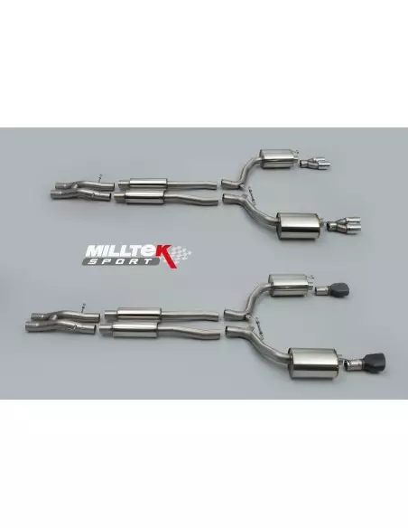 Audi RS6 5,0TFSi C6 Milltek Sport Cat-Back 2x svarta ovala utblås - Non-Resonated (mindre-dämpad)