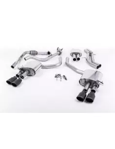 Audi S4 3,0TFSi B9 med Sportdiff Milltek Sport Cat-Back 4x svarta ovala utblås (med original avgasstyrning) - Non-Resonated (min 2