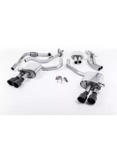 Audi S5 3,0TFSi B9 utan Sportdiff Milltek Sport Cat-Back 4x 100 svarta GT utblås (med original avgasstyrning) - Non-Resonated (m