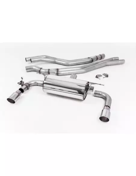 BMW M240i F22 B58 Milltek Sport Cat-Back 2x 90 chrome GT utblås med avgasventiler - Non-Resonated (mindre-dämpad)
