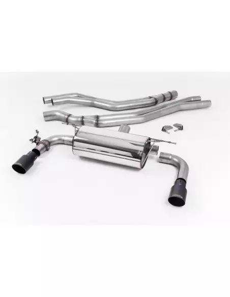 BMW M240i F22 B58 Milltek Sport Cat-Back 2x 90 svarta GT utblås med avgasventiler - Non-Resonated (mindre-dämpad)