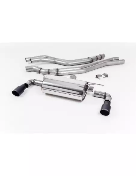 BMW M140i F20/F21 B58 Milltek Sport Cat-Back 2x 90 svarta GT utblås utan avgasventiler - Resonated (dämpad)