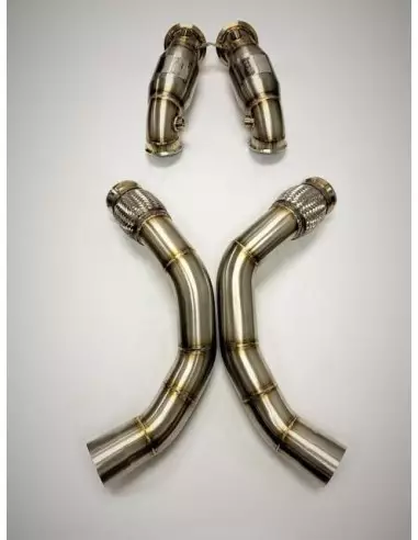 BMW M5 F90 S63M (för bilar utan OPF) Evolution Racewerks downpipes med racekatalysatorer 200Cell