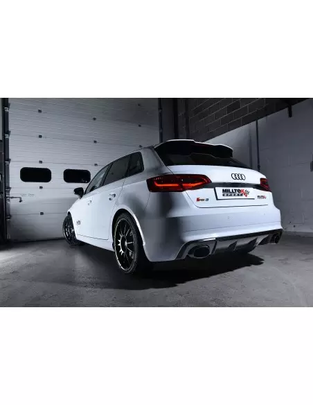 Audi RS3 2,5TFSi Sportback 8V Milltek Sport 3" Cat-Back 150 X 95 Svarta ovala utblås med avgasventiler - Resonated (dämpad)