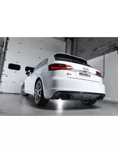 Audi S3 2,0TFSi OPF 3-D 8V Milltek Sport 3" Cat-Back 4x 100 svarta GT utblås (med original avgasstyrning) - Resonated (dämpad)