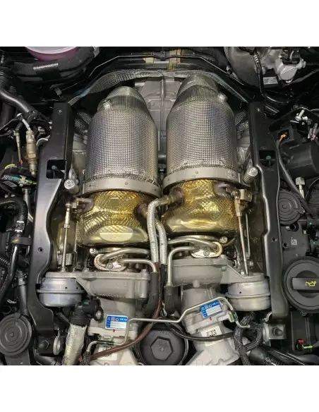 Audi RS6 4,0TFSi C8 Milltek Sport 3,15" Downpipes med värme skydd och 200 cells racekatalysatorer (till Milltek Partikelfilter o