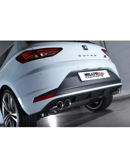 Seat Leon 2,0TFSi Cupra 3 & 5 dörrars Milltek Sport Cat-Back 4x 80 Chrome GT utblås - Resonated (dämpad)