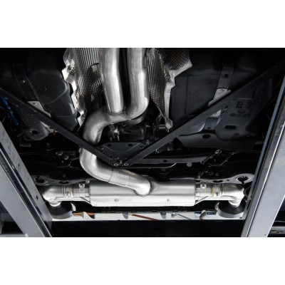 Audi TTRS 2,5TFSi 8S Milltek Sport 80mm Cat-Back 2x 170x107 Svarta Ovala utblås med avgasventiler - Non-Resonated (mindre-dämpad