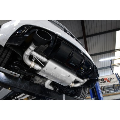 Audi TTRS 2,5TFSi 8S Milltek Sport 80mm Cat-Back 2x 170x107 Svarta Ovala utblås med avgasventiler - Non-Resonated (mindre-dämpad