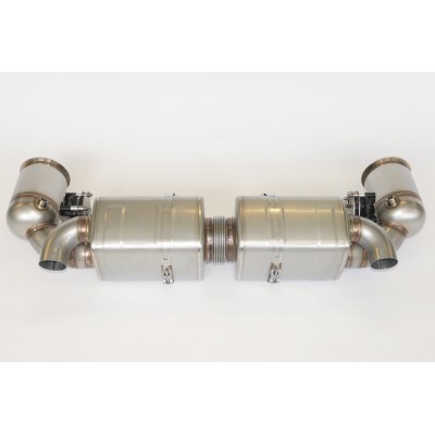 Porsche 992 Carrera GTS Europipe Turbo-Back avgassystem med racekatalysatorer (OPF Delete, inga ventiler)